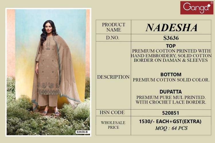 Ganga nadesha 3636 Bulk dress material suppliers in Kolkata
