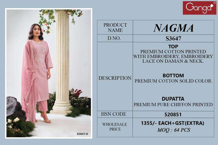 Ganga nagma 3647  Wholesale designer dress materials in Kolkata