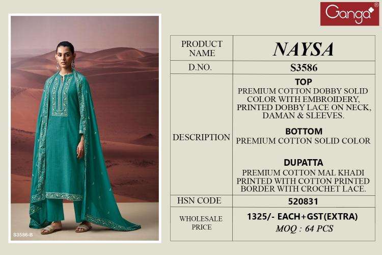 Ganga naysa 3586 Wholesale dress materials supplier