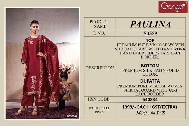 Ganga paulina 3559 Wholesale dress material suppliers in West Bengal