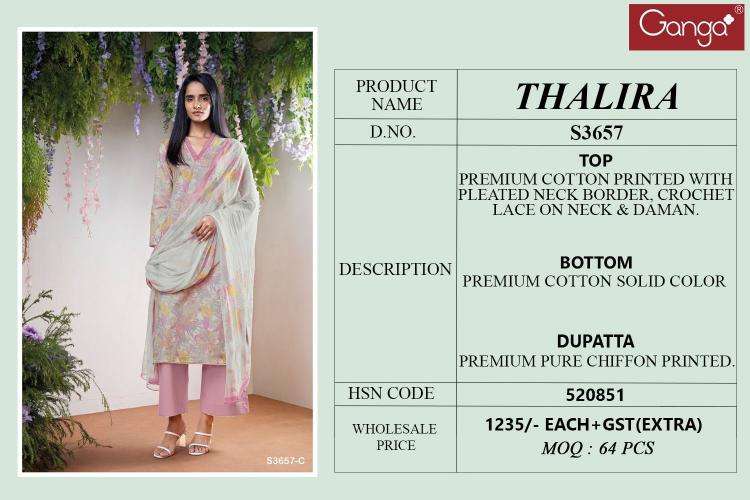 Ganga thalira 3657 Bangalore dress material suppliers