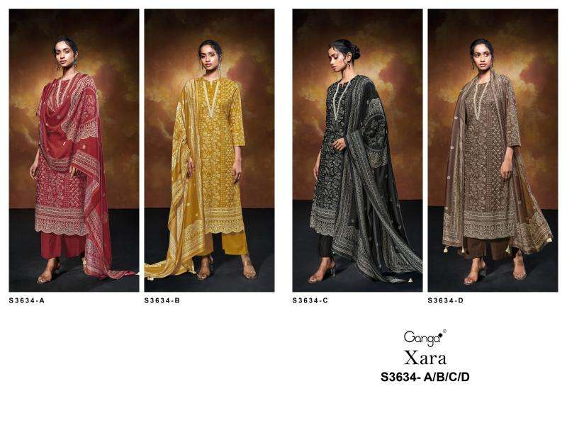 Ganga xara 3634 cotton printed Bulk dress materials suppliers