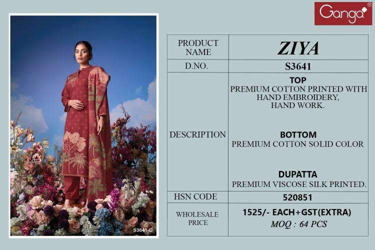 Ganga ziya 3641 Wholesale dress materials online
