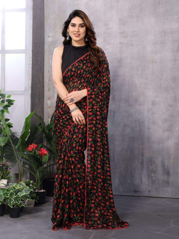 GC georgette with lace work Designer sarees wholesale suppliers