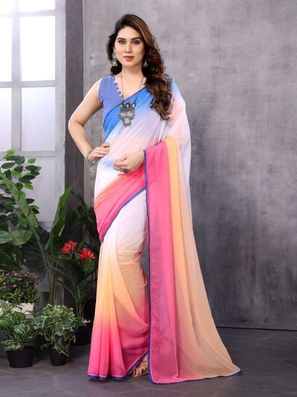 GC georgette with lace work Designer sarees wholesale suppliers