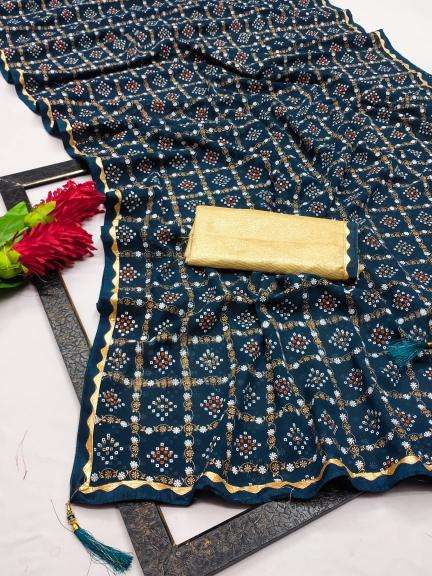 GC soft georgette with foil work Bulk saree suppliers in India