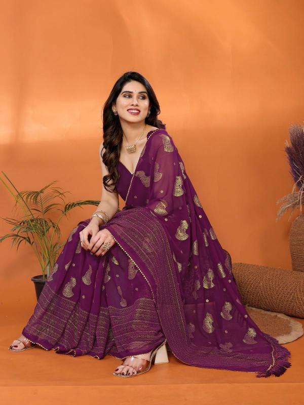 GC soft georgette with foil work Wholesale saree suppliers in India