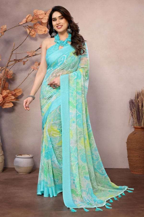 GC soft grorgette patta Saree wholesalers in Mumbai 