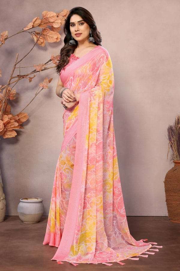 GC soft grorgette patta Saree wholesalers in Mumbai 