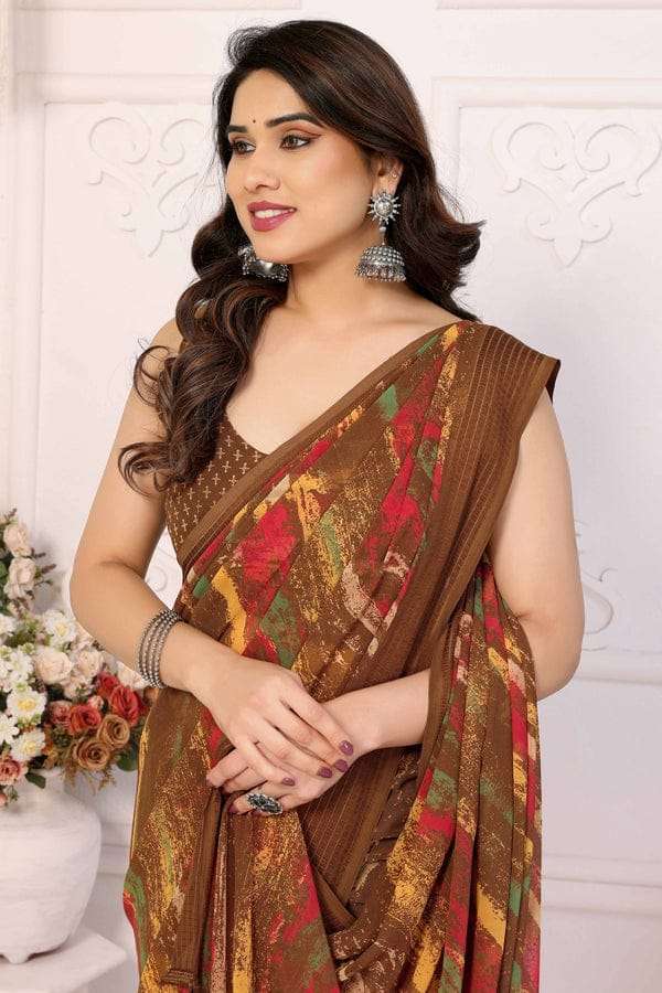 GC soft grorgette patta Saree wholesalers in Mumbai 