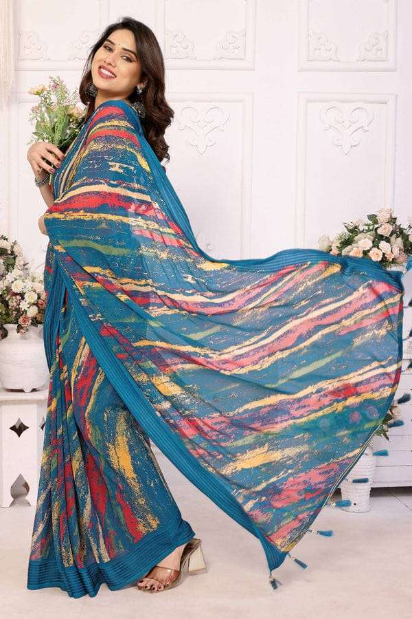 GC soft grorgette patta Saree wholesalers in Mumbai 