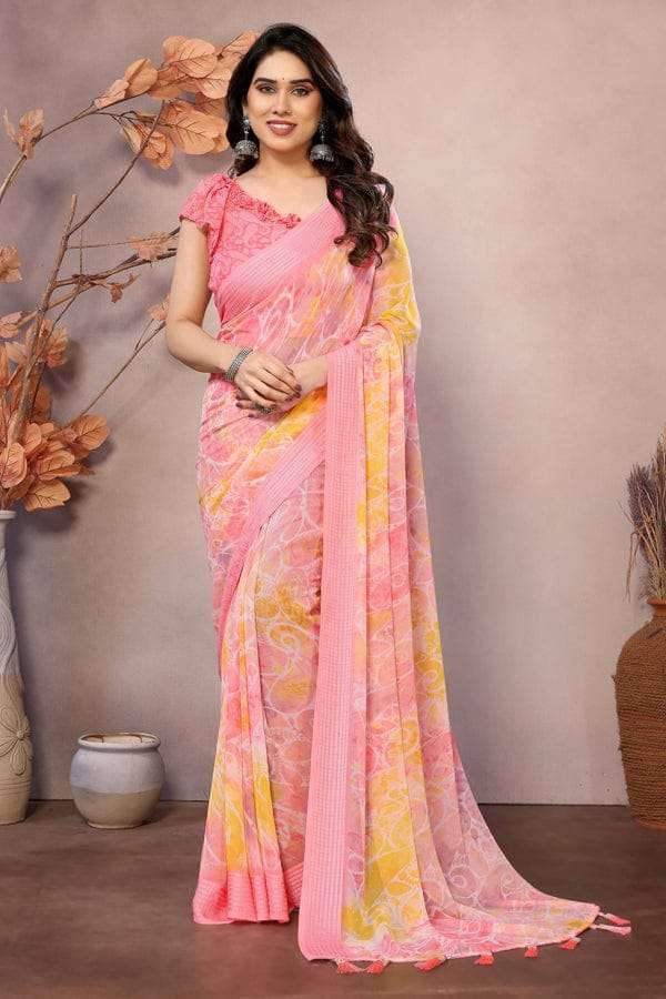 GC soft grorgette patta Saree wholesalers in Mumbai 