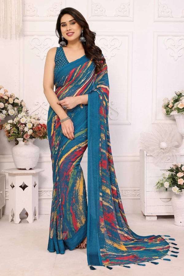 GC soft grorgette patta Saree wholesalers in Mumbai 