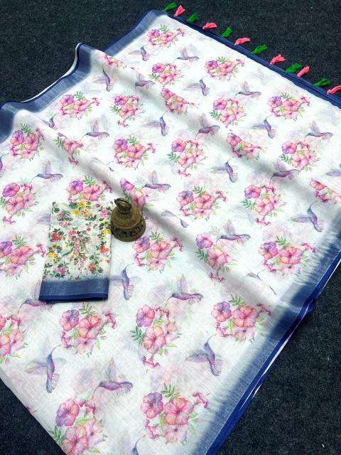 GC soft lenin silver zari patti Saree wholesale market prices in India