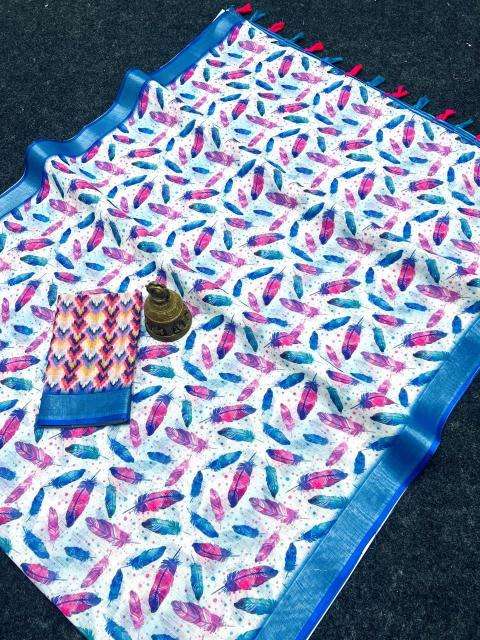 GC soft lenin silver zari patti Saree wholesale market prices in India