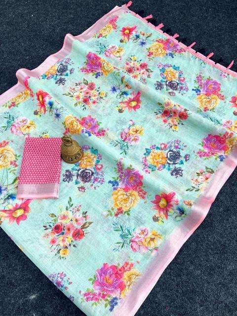 GC soft lenin silver zari patti Saree wholesale market prices in India