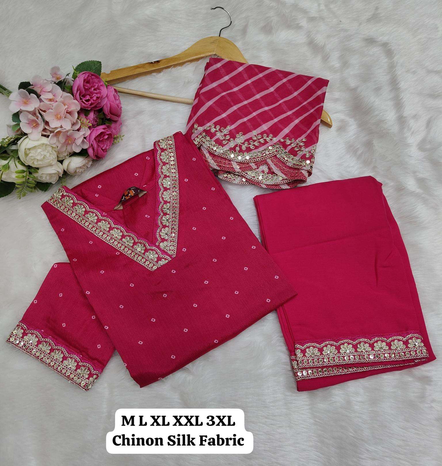 Karma chinon silk v neck 3 indian kurti