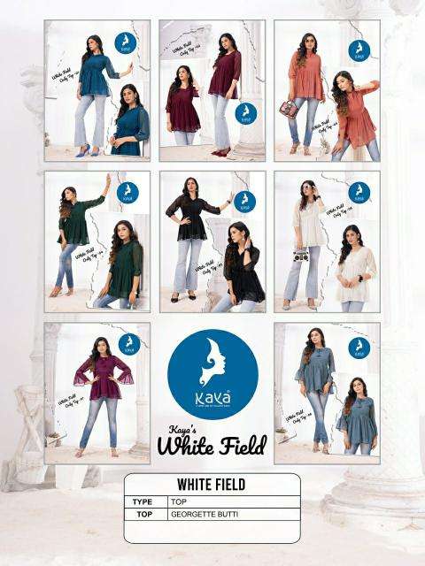 Kaya kurti white field indian kurti tunic tops