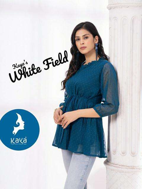 Kaya kurti white field indian kurti tunic tops