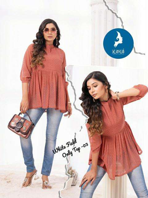 Kaya kurti white field indian kurti tunic tops
