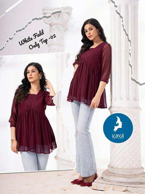 Kaya kurti white field indian kurti tunic tops