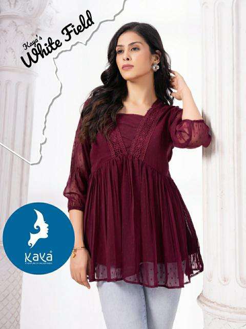 Kaya kurti white field indian kurti tunic tops