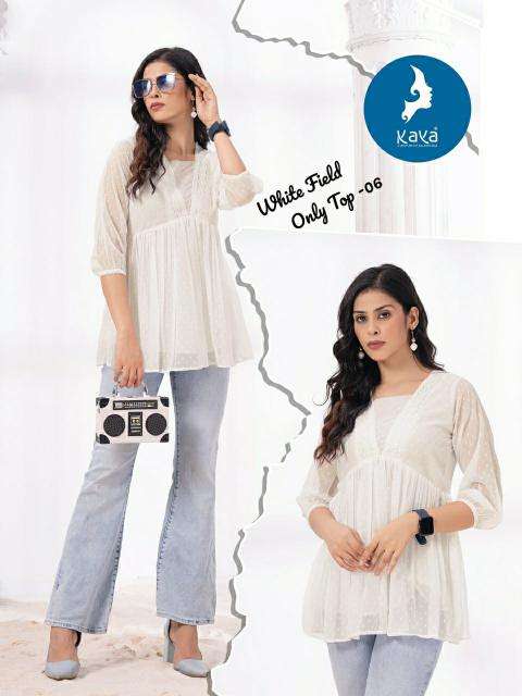 Kaya kurti white field indian kurti tunic tops