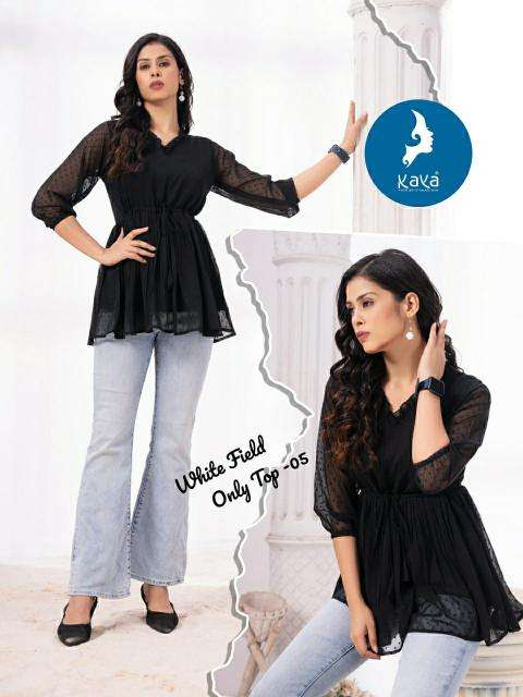 Kaya kurti white field indian kurti tunic tops