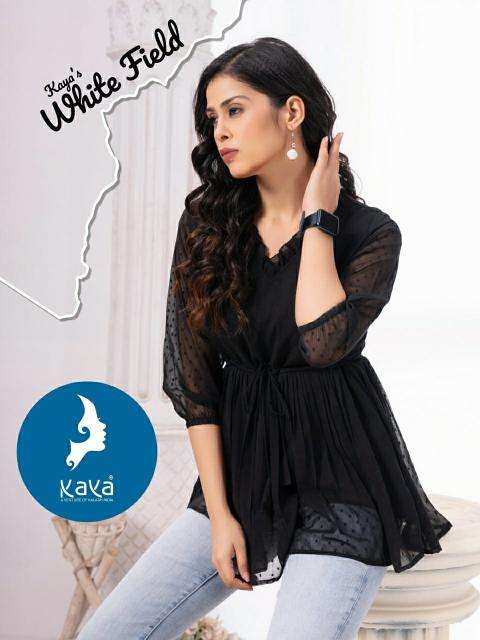 Kaya kurti white field indian kurti tunic tops