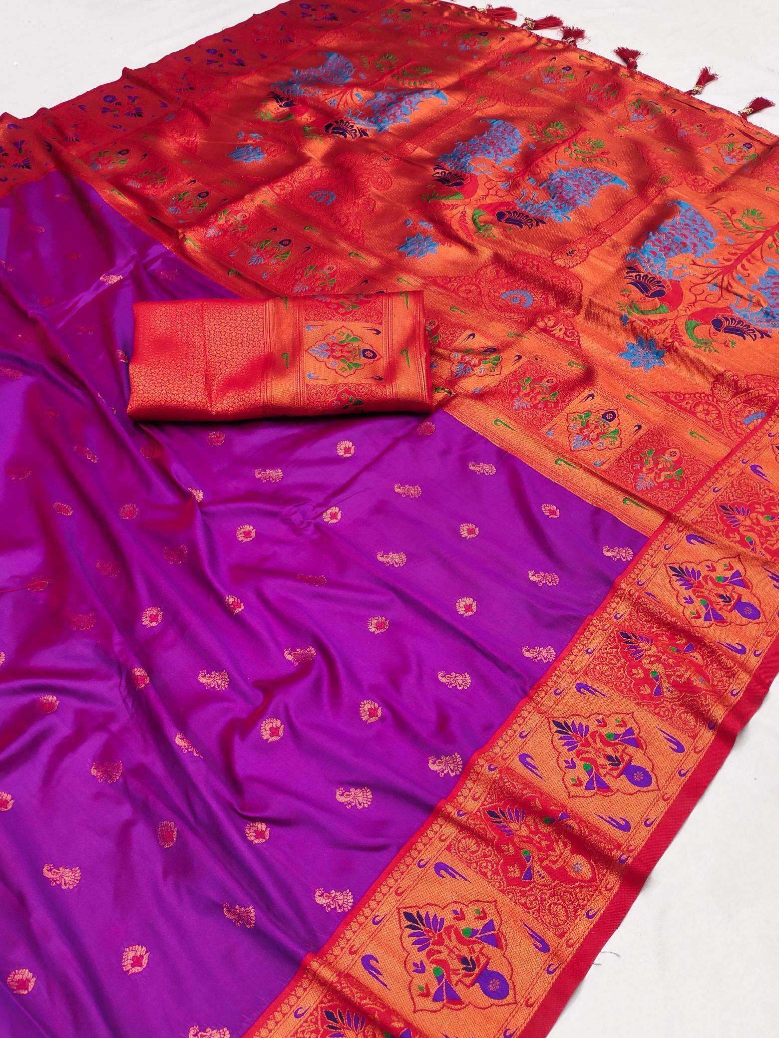 Kiva paithani soft silk with zari weawing meenakari saree wholesale in Kolkata
