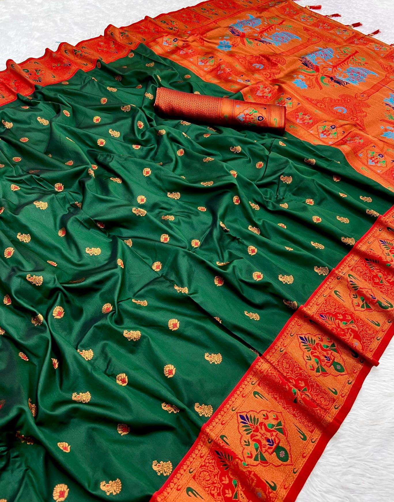 Kiva paithani soft silk with zari weawing meenakari saree wholesale in Kolkata
