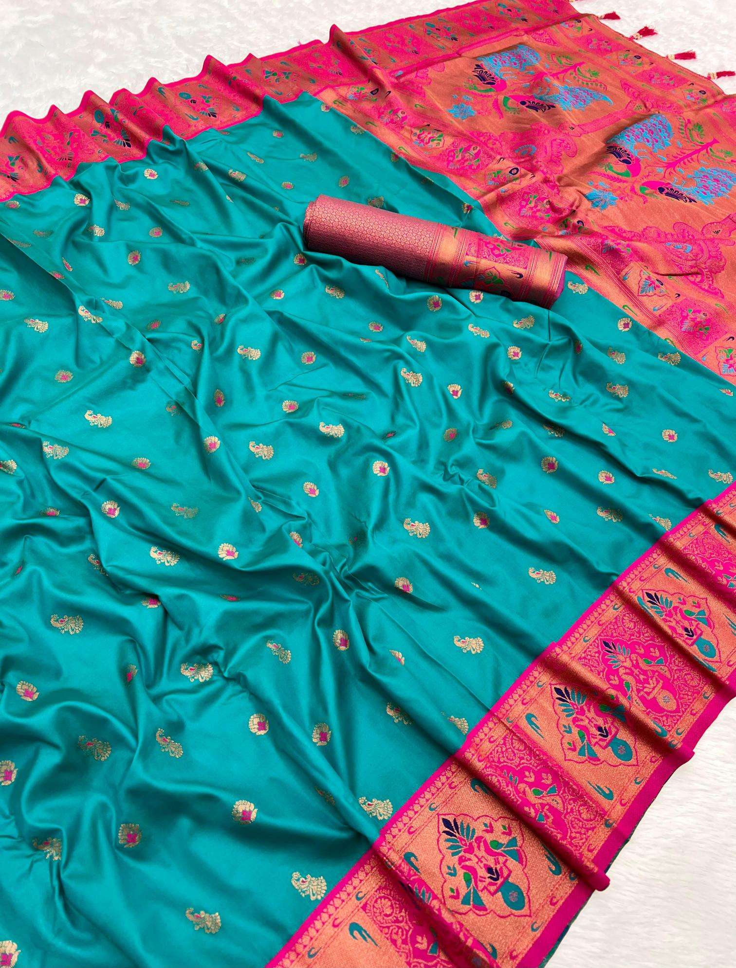 Kiva paithani soft silk with zari weawing meenakari saree wholesale in Kolkata