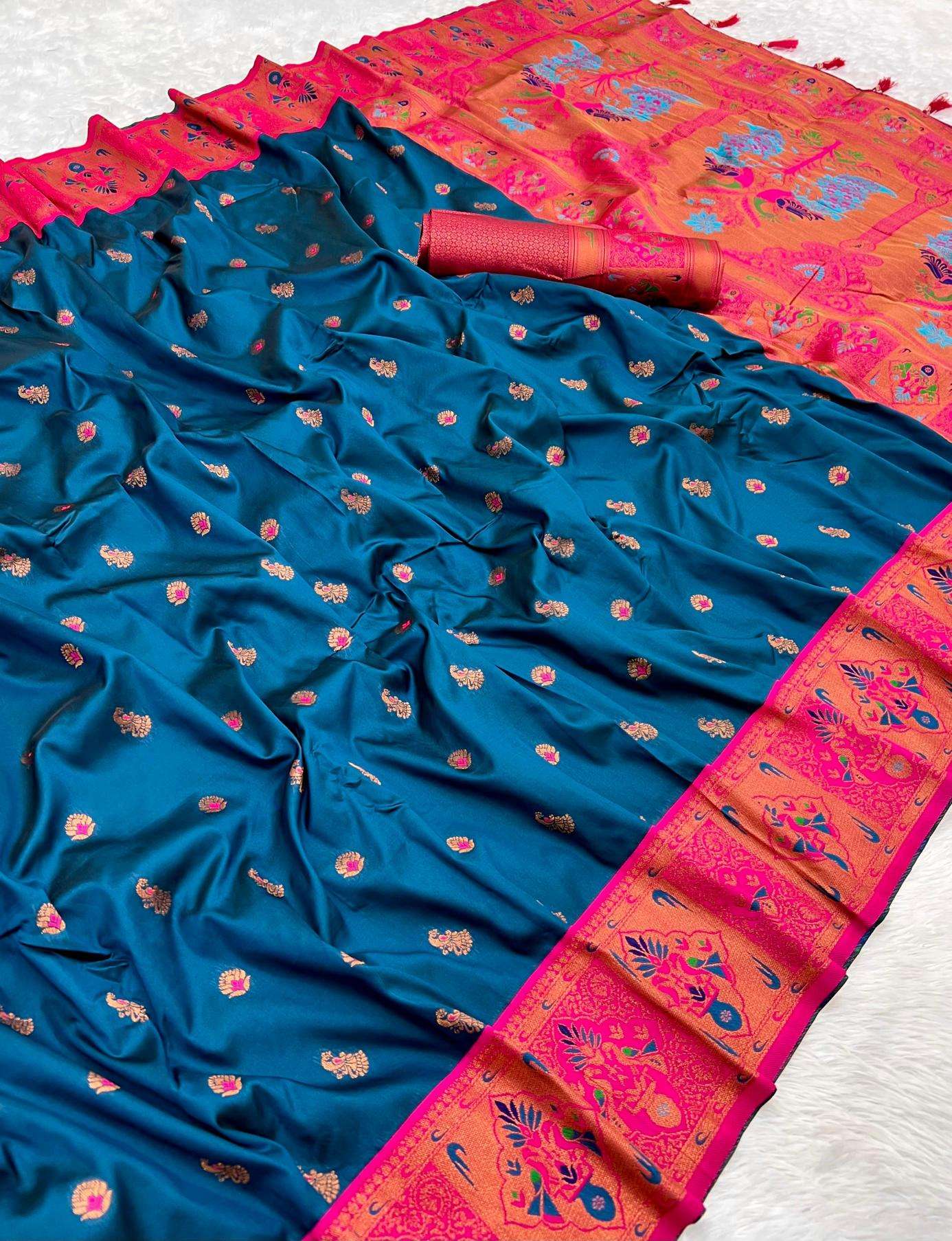 Kiva paithani soft silk with zari weawing meenakari saree wholesale in Kolkata