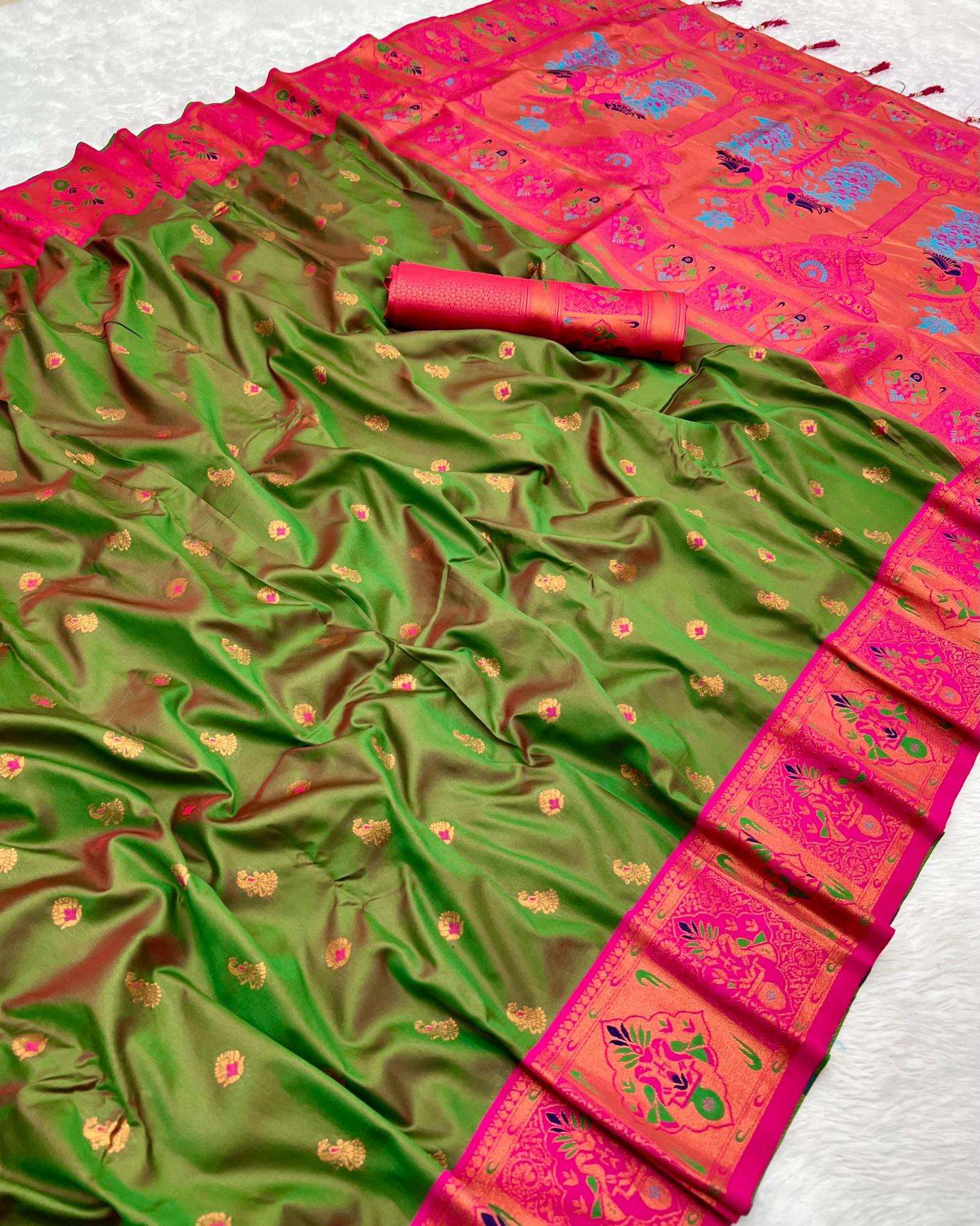 Kiva paithani soft silk with zari weawing meenakari saree wholesale in Kolkata
