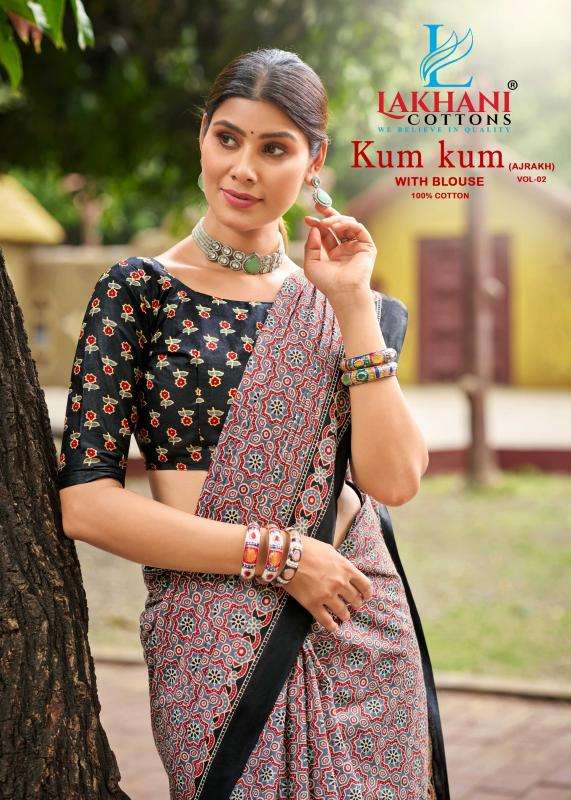 Lakhani kum kum ajrakh vol-02 Saree manufacturers in Mumbai