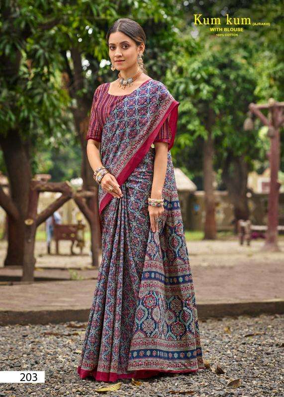 Lakhani kum kum ajrakh vol-02 Saree manufacturers in Mumbai