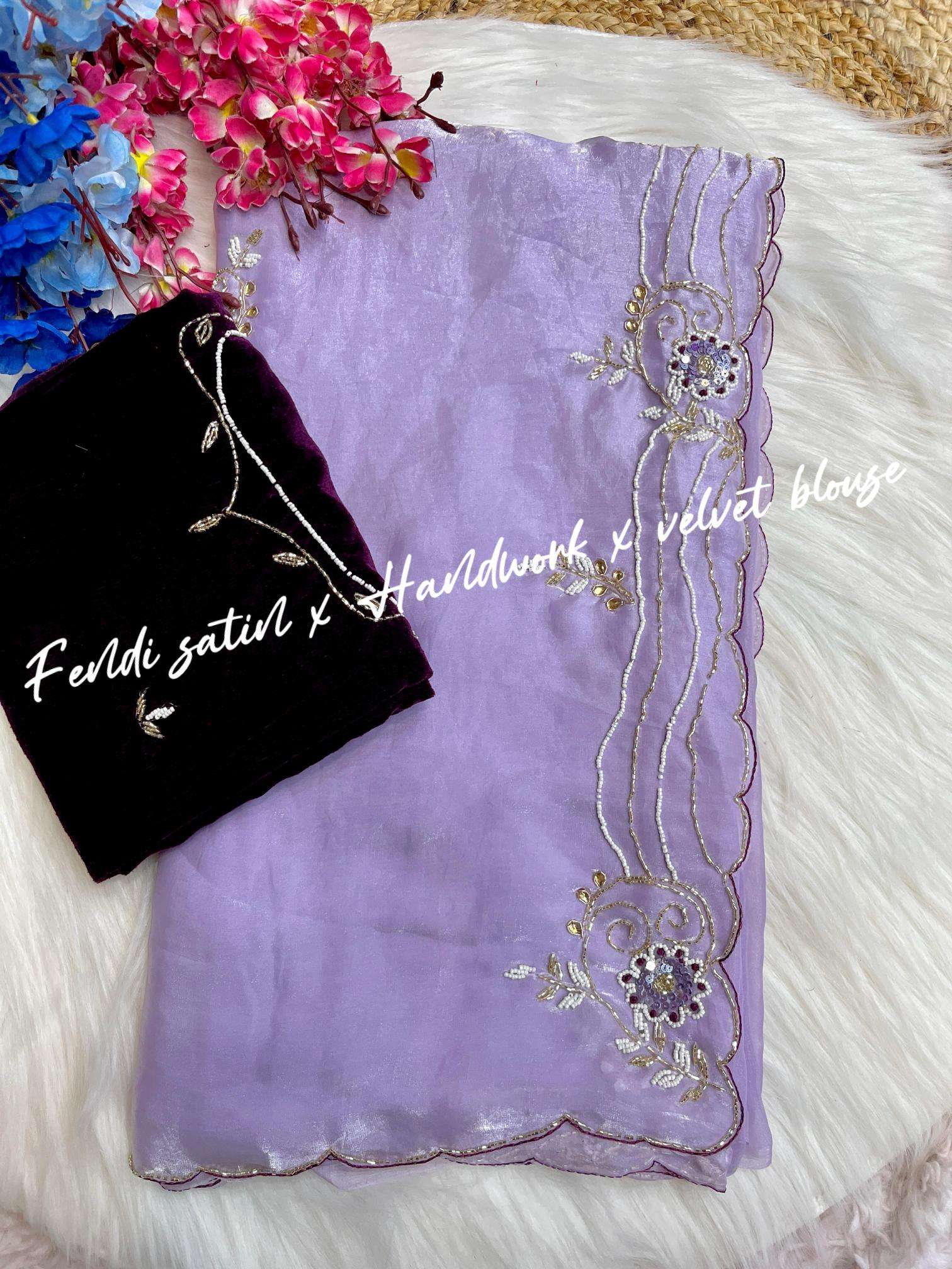 Mahaveer silks beautiful soft fendi satin Saree manufacturers in Delhi