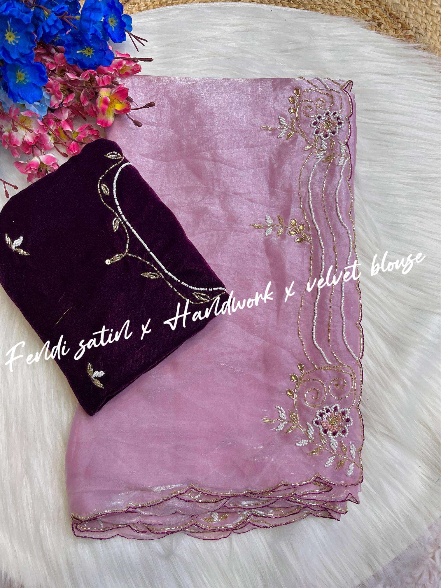 Mahaveer silks beautiful soft fendi satin Saree manufacturers in Delhi