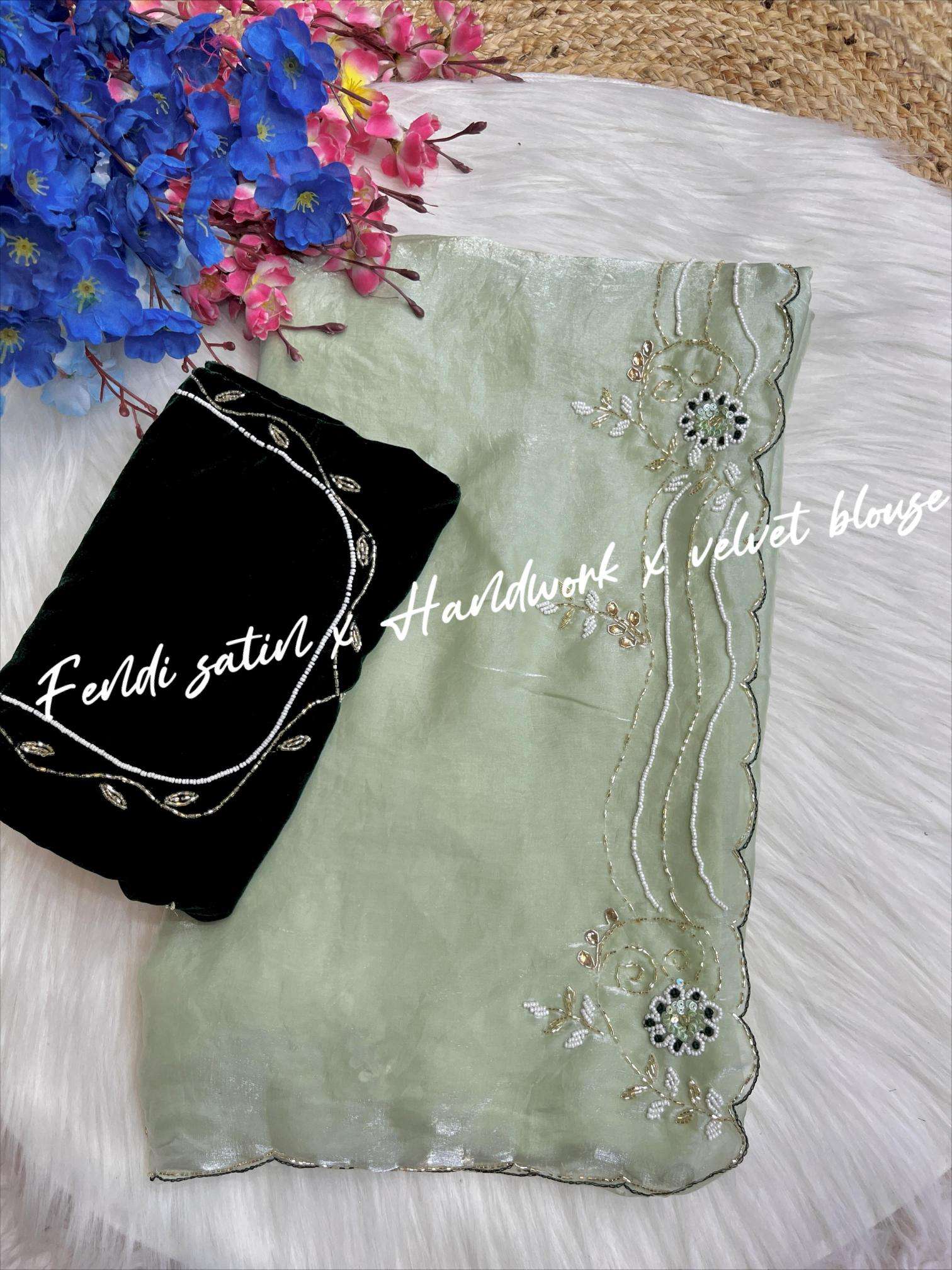 Mahaveer silks beautiful soft fendi satin Saree manufacturers in Delhi