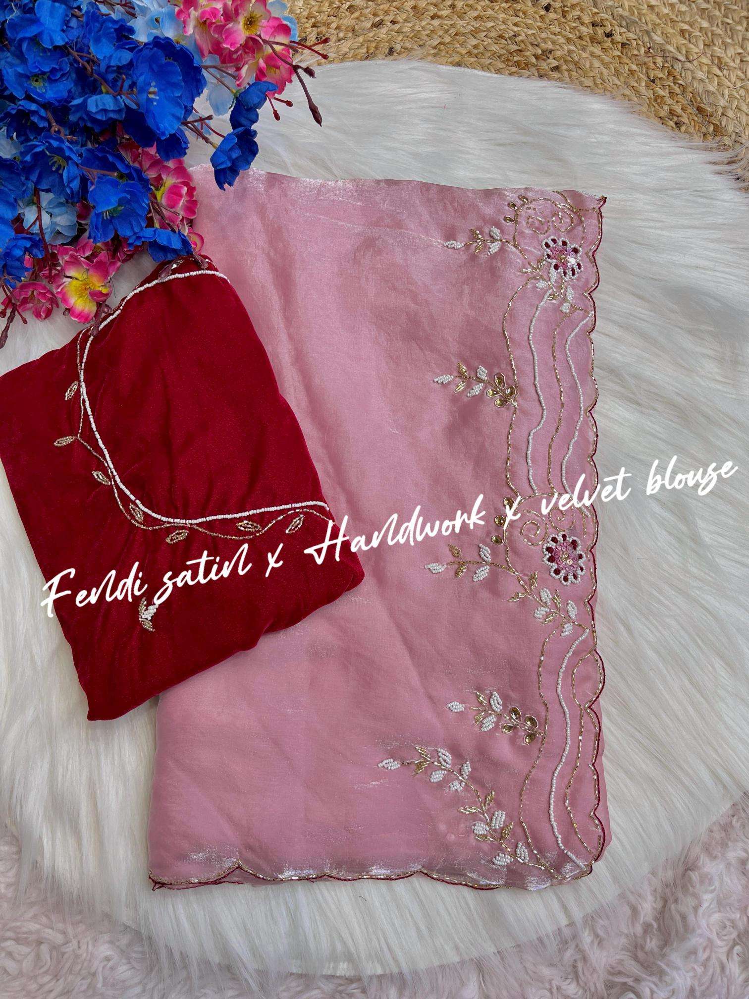 Mahaveer silks beautiful soft fendi satin Saree manufacturers in Delhi