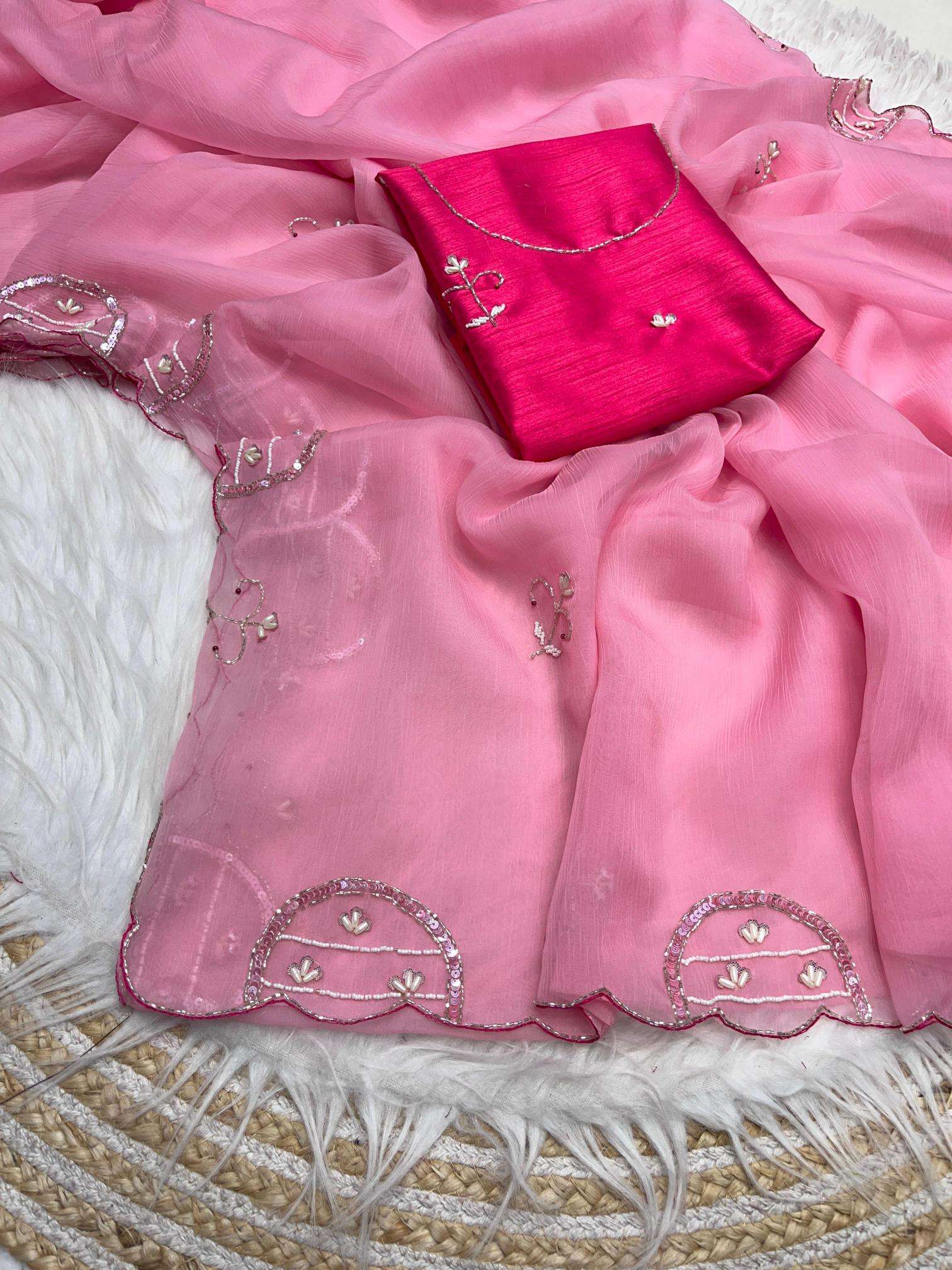 Mahaveer silks varry chiffon handwork Saree manufacturers in Mumbai