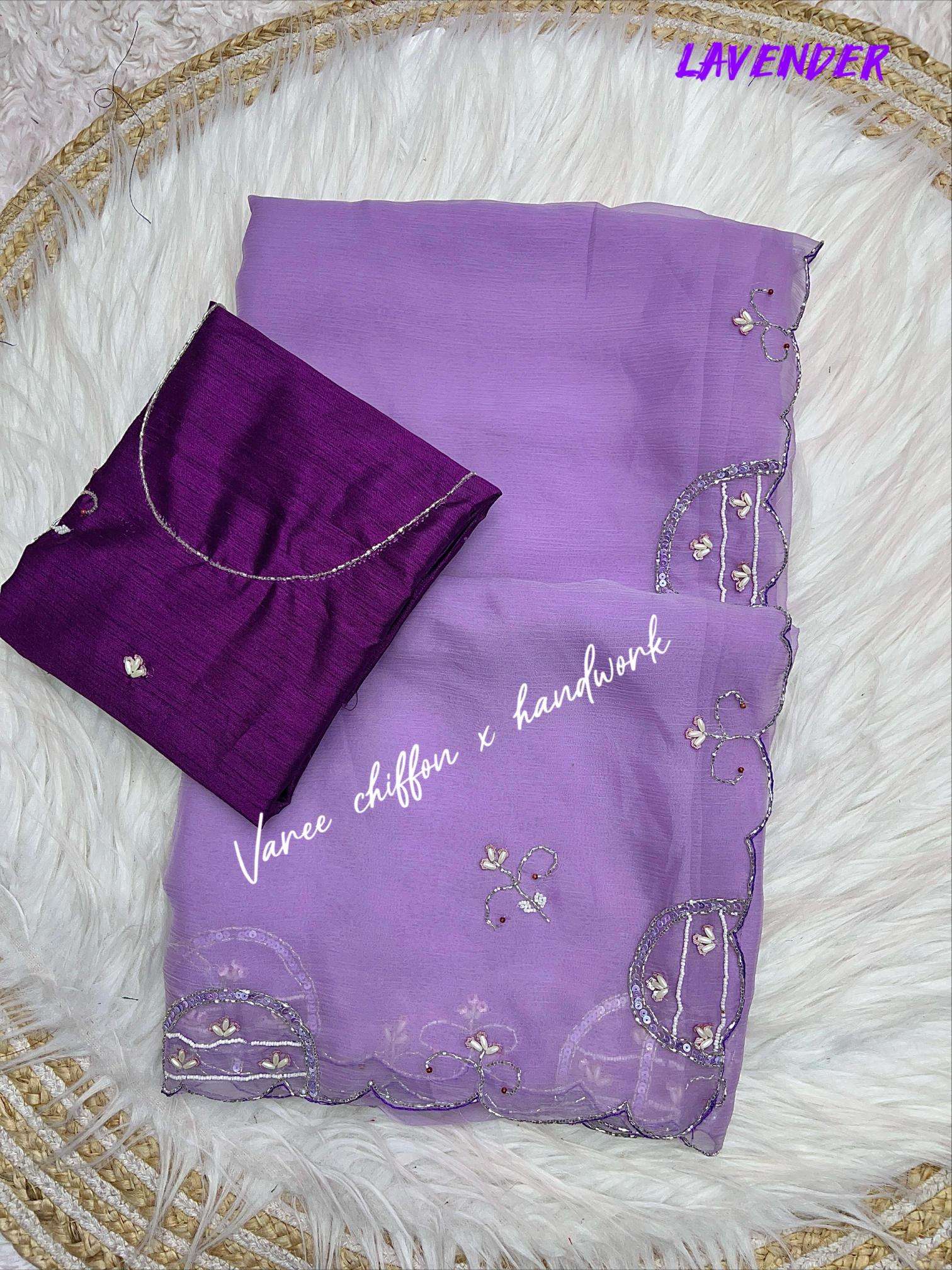 Mahaveer silks varry chiffon handwork Saree manufacturers in Mumbai