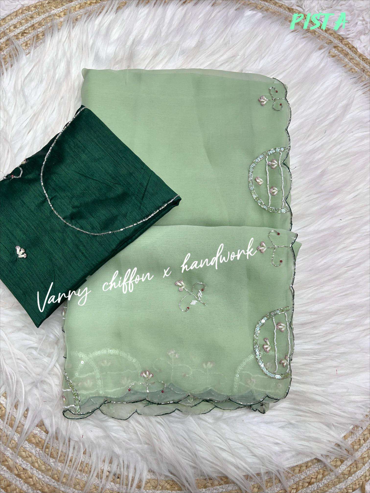 Mahaveer silks varry chiffon handwork Saree manufacturers in Mumbai
