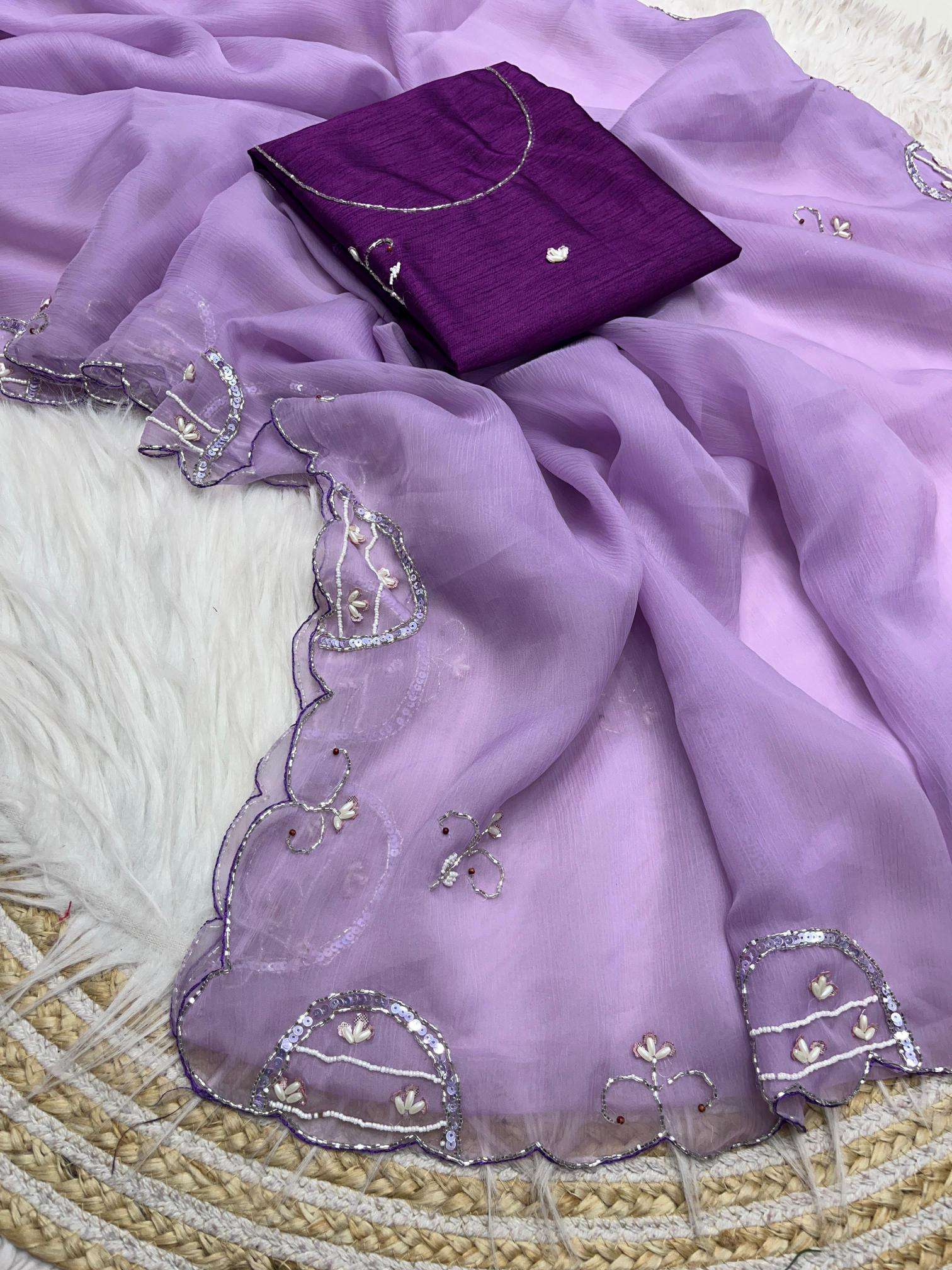 Mahaveer silks varry chiffon handwork Saree manufacturers in Mumbai