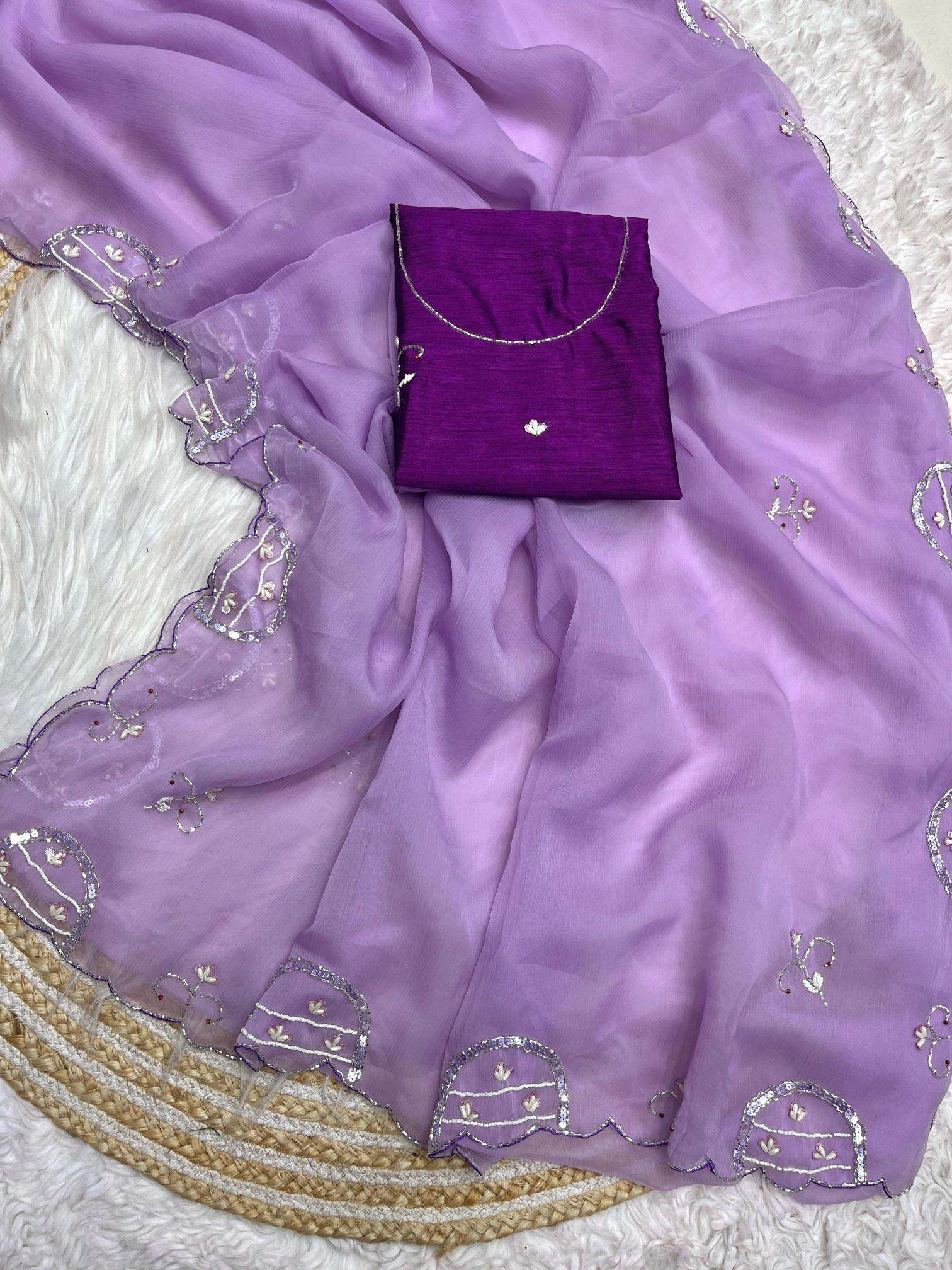Mahaveer silks varry chiffon handwork Saree manufacturers in Mumbai