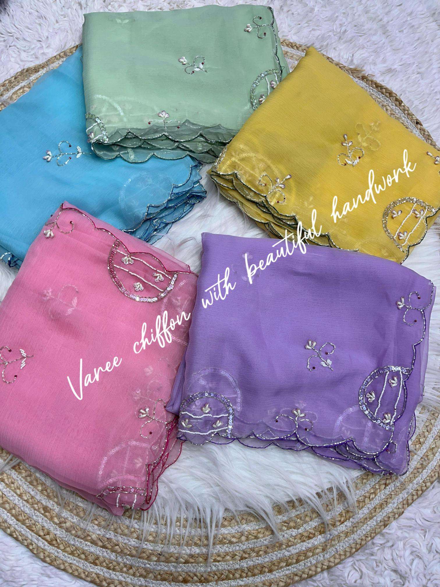 Mahaveer silks varry chiffon handwork Saree manufacturers in Mumbai