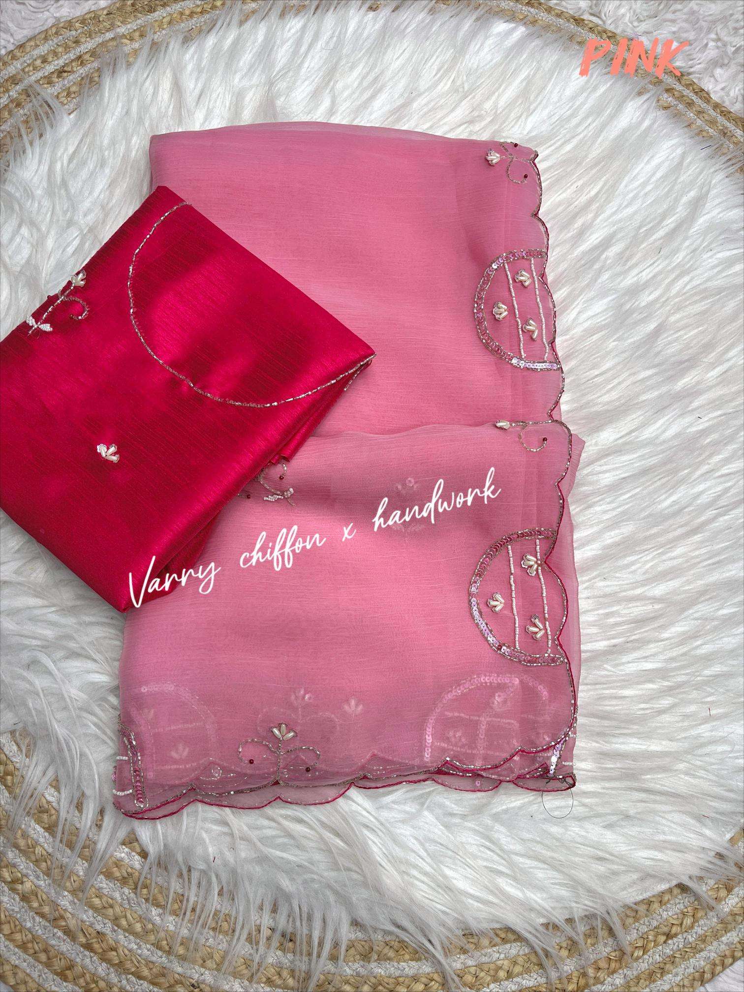 Mahaveer silks varry chiffon handwork Saree manufacturers in Mumbai