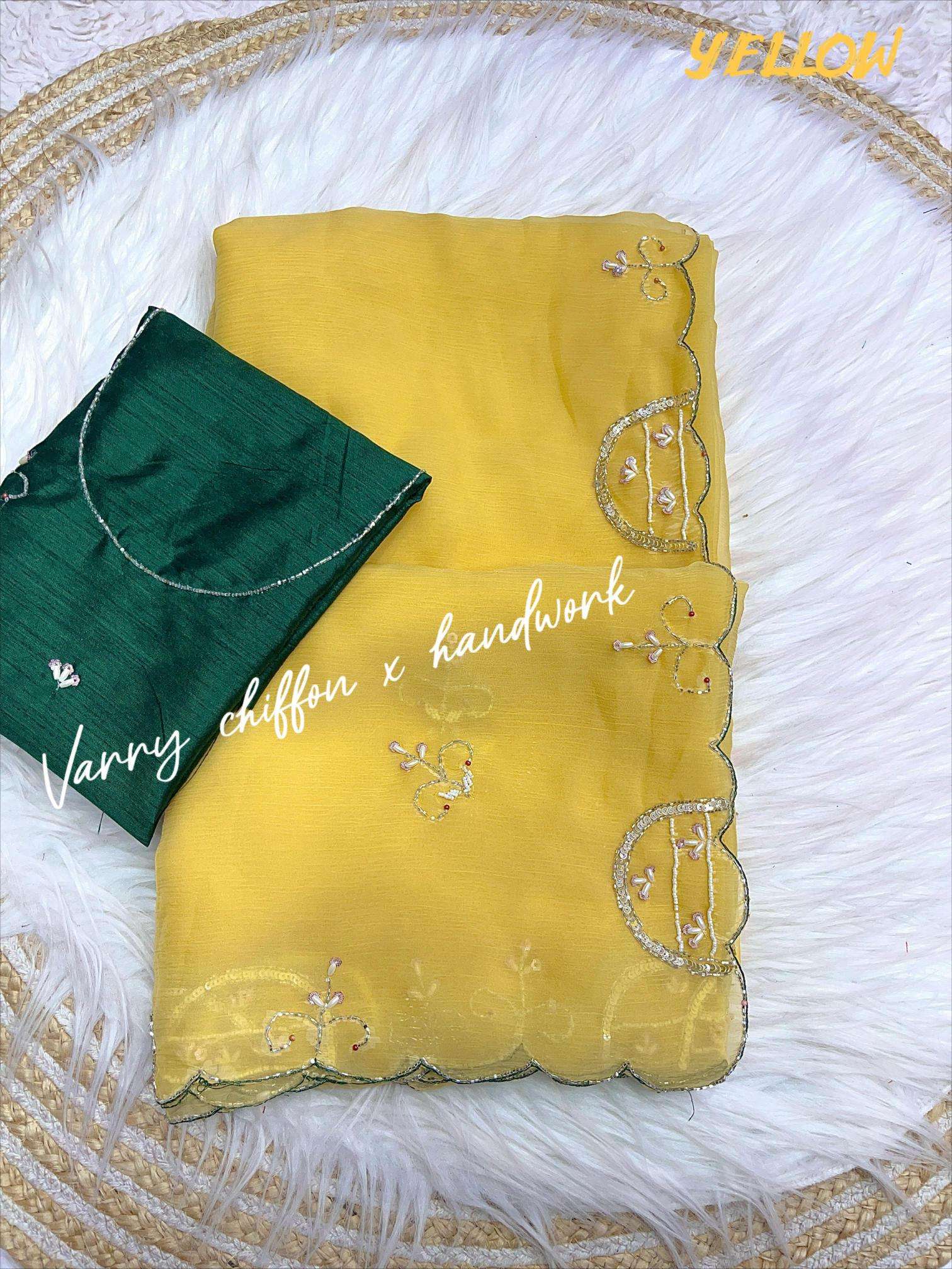 Mahaveer silks varry chiffon handwork Saree manufacturers in Mumbai
