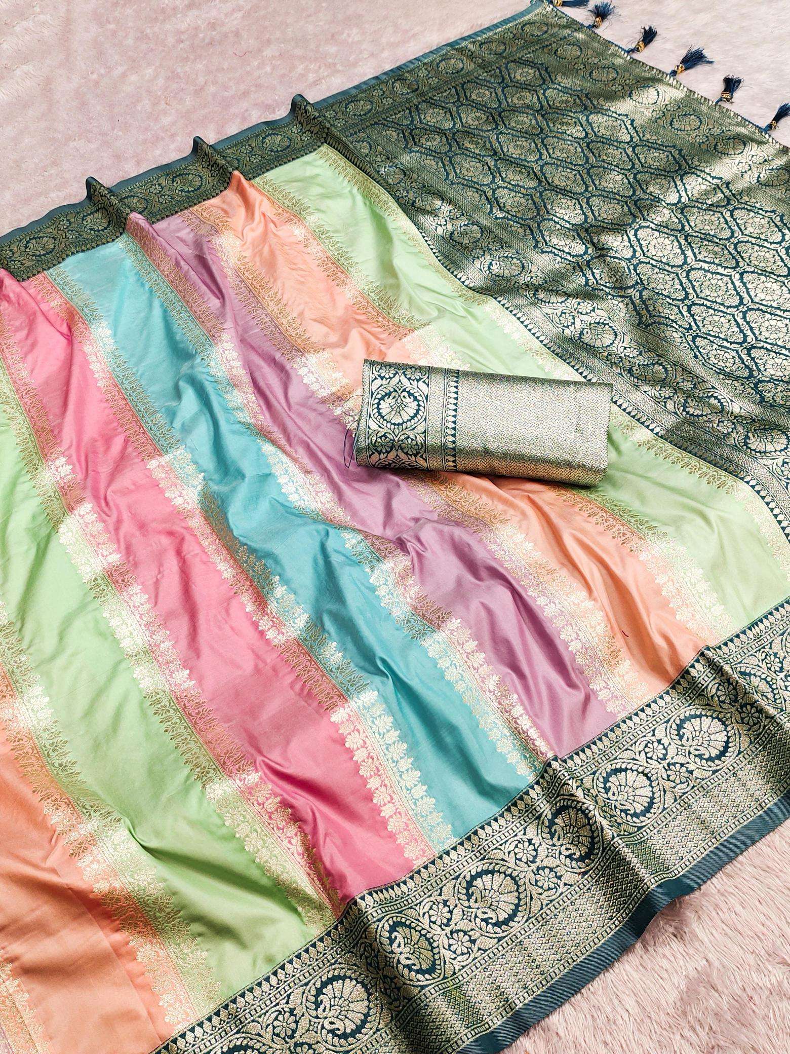 Multi colour catlouge soft banarasi silk Designer Saree Wholesale