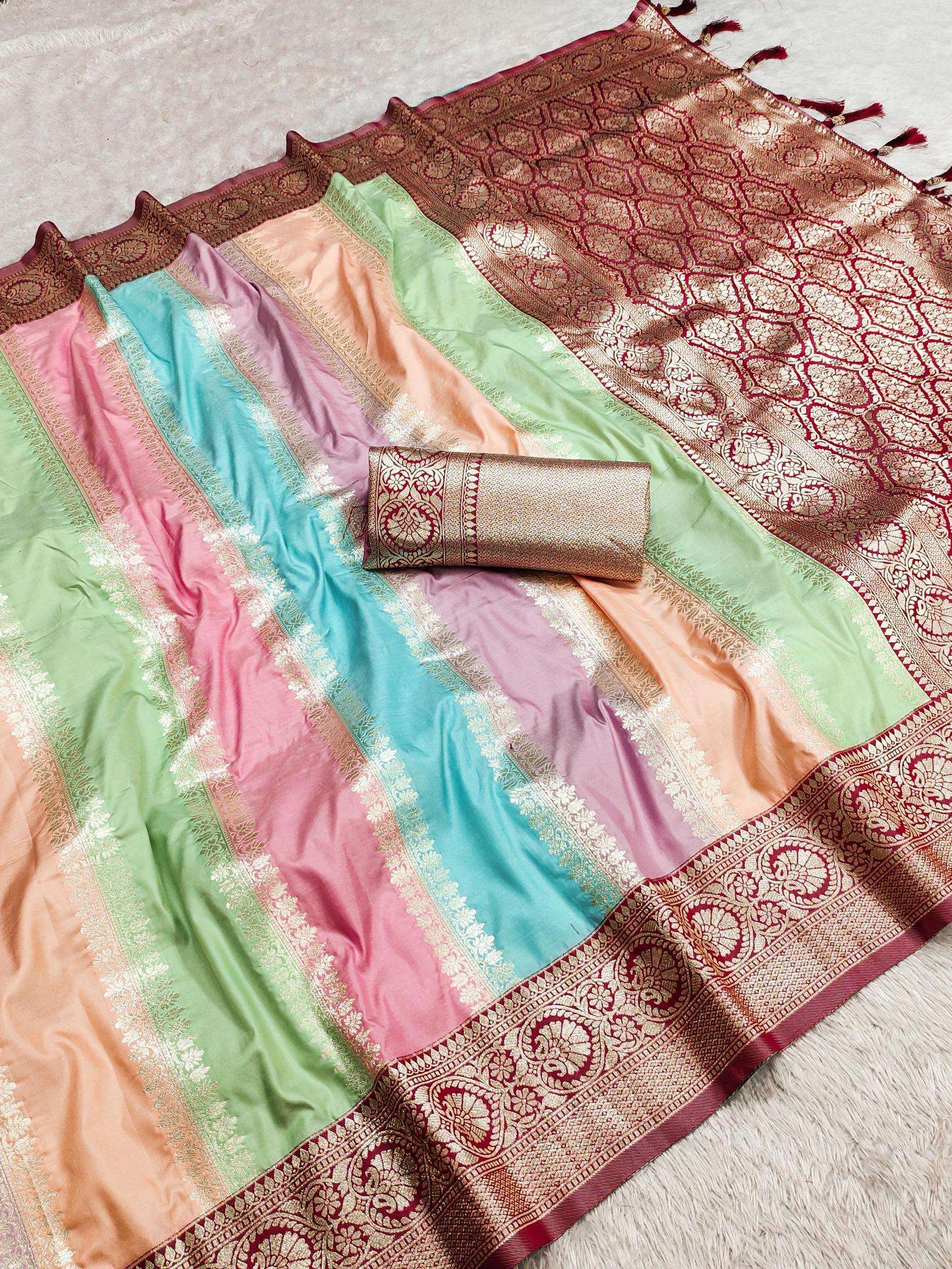 Multi colour catlouge soft banarasi silk Designer Saree Wholesale
